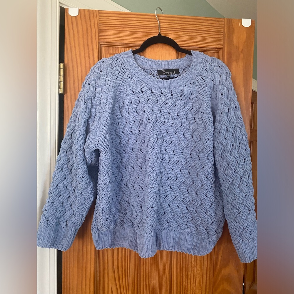 Cable Knit Sweater by 37 Orchard - Blue -1X